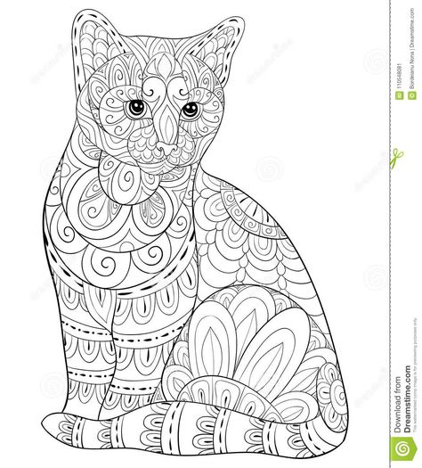 Illustration about A cute cat with floral ornamentson the background for relaxing.Poster design,wallpaper for print. Illustration of figure, animal, dogisolated - 110548081 Coloring Patterns, Cat Coloring Pages, Kittens Coloring, Free Doodles, Cat Template, Cat Printable, Cat Coloring, Cat Coloring Book, Cat Stock