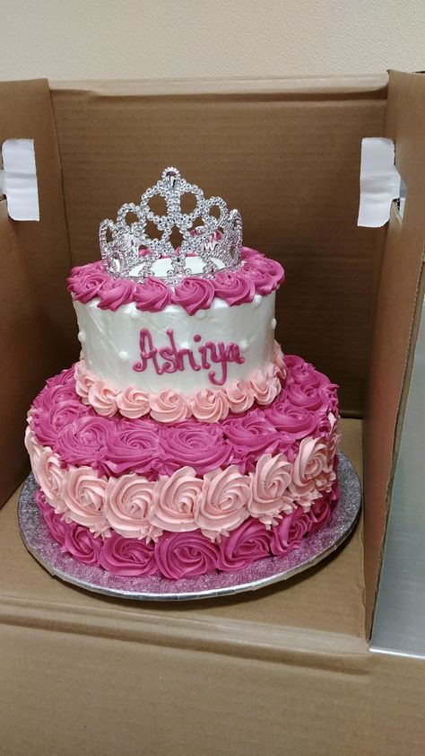 Pretty rosette princess cake 3 Step Cake Design, Step Cakes For Birthday, 2 Step Cake Design, Step Cake Designs, Cake Designs For Girl, Cupcakes Decorating, Birthday Cake Decorating Ideas, Princess Birthday Cake, Stunning Cakes