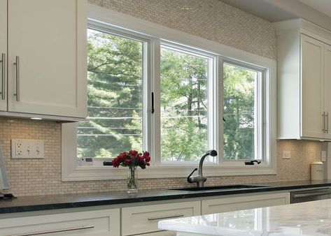 Kitchen Picture Window, Casement Windows Kitchen, Windows In Kitchen, Window Above Kitchen Sink, Crank Out Windows, Window Above Sink, Plum Kitchen, Sink Window, Above Kitchen Sink