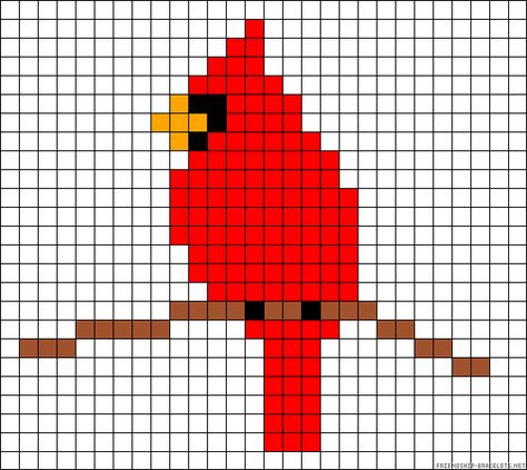 Knit Cardinal Pattern, Cardinal Bead Pattern, Cardinal Knitting Pattern, Beaded Cardinal Pattern, Cardinal Alpha Pattern, Cardinal Perler Bead Patterns, Cardinal Cross Stitch Pattern, Cardinal Cross Stitch, Bird Cardinal