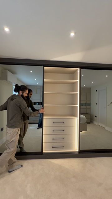 Paras Mani on Instagram: "#fitted #🧿 #manisehgaltiktok #led #bespoke #custom #slidingdoors #softclose" Closet With Mirror Doors, Boot Closet, Mirrored Closet, Mirror Closet, Closet Mirror, Mirror Closet Doors, Custom Closet, Closet Doors, Mirror Door