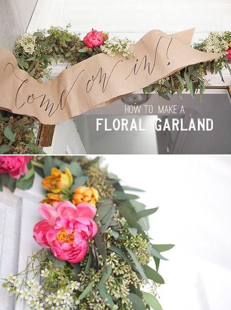 How to Make Floral Garland - Flower Tutorial Garland Diy, Diy Event, Welcome Banner, Diy Banner, Diy Garland, Pretty Designs, Floral Garland, Deco Floral, Flower Garlands