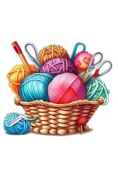 Knitting Basket, Knit Basket, Knit Art, Knitting Bag, Sewing Baskets, Creative Poster Design, General Crafts, Sewing Art, Creative Posters