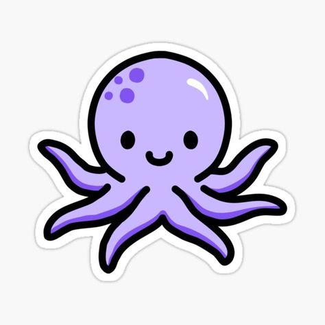 Octopus Sticker, Doodles Bonitos, Octopus Drawing, Nice Tattoos, Animals Stickers, Stickers Cool, Cute Octopus, Cute Laptop Stickers, Doodles Drawings