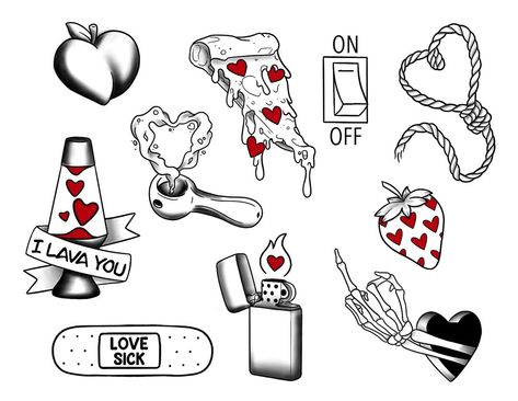 Girly Tattoo Flash Sheet, Valentines Flash Tattoo Ideas, Valentines Flash Sheet, Valentines Tattoo Flash, Valentine’s Day Flash Sheet, Flash Tattoo Sleeve, Art Flash, Flash Tats, Tattoo Apprenticeship