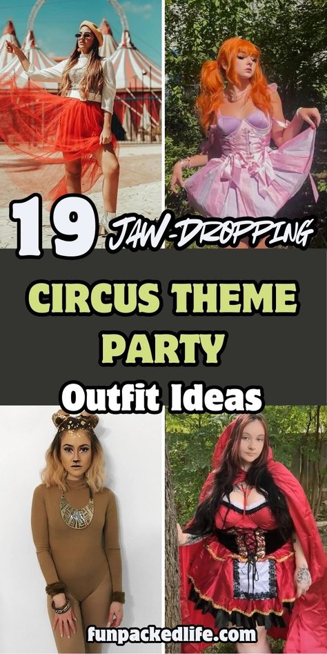 Get ready to dazzle with these 19 jaw-dropping circus-themed party outfit ideas! From bold costumes to fun accessories, find your perfect look for a night under the big top. Whether you're going for a daring clown look or an elegant ringmaster ensemble, these outfits are sure to steal the show! Casual Circus Outfit, Circus Costume Ideas Women, Circus Costume Ideas, Theme Party Outfit Ideas, Clown Outfit Ideas, Carnival Outfit Ideas, Under The Big Top, Clown Clothes, Party Outfit Ideas