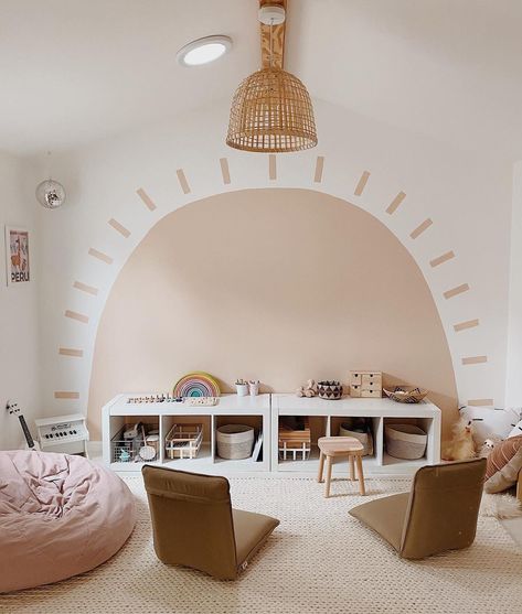 Happiest playroom ever? 🌞🙌 We think so. Sometimes all you need is a fresh can of paint to create some serious whimsy. 📸: @almostmakesperfect Kids Playroom Decor, Playroom Design, Kids Room Inspiration, 아파트 인테리어, Nursery Baby Room, Toddler Bedrooms, Big Girl Rooms, Kids Room Design, Playroom Decor