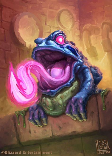 Mythical Pets, Hearthstone Artwork, Minion Card, Goblin Art, Beast Creature, Dart Frog, Gothic Fantasy Art, Cool Monsters, Frog Art