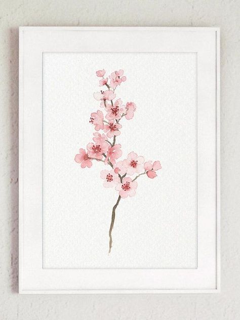 Blush Pink Art, Bedroom Illustration, Cherry Blossom Watercolor, Pink Canvas Art, Blossom Painting, Tree Painting Canvas, Cherry Blossom Painting, Shabby Chic Art, Cherry Blossom Art