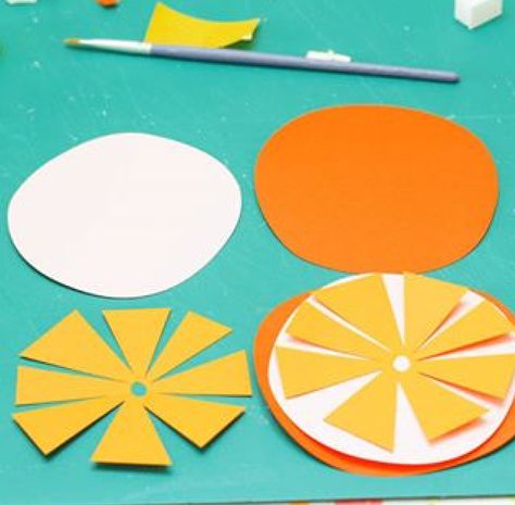 Orange Fruit Craft, Orange Crafts Preschool, Orange Paper Craft, Nursery Class Decoration, Orange Crafts, Juice Crafts, Fruit Party Decorations, Summer School Crafts, Vegetable Crafts