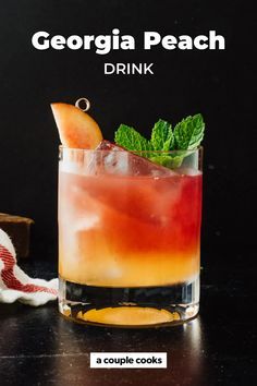 Georgia Peach Drink, Peach Schnapps Drinks, Peach Cocktail Recipe, Peach Rum, Peach Drink, Vodka Slush, Amazing Cocktails, Peach Vodka, Peach Cocktail