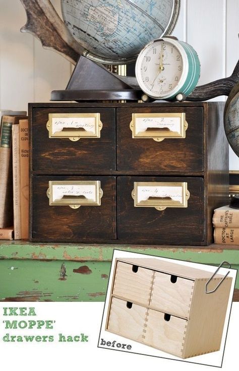 Cup Half Full: Card Catalog - Ikea Hack Ikea Sideboard, Ikea Drawers, Hacks Ikea, Ikea Ideas, Diy For The Home, Card Files, Craft Room Ideas, Ikea Furniture, Diy Vintage