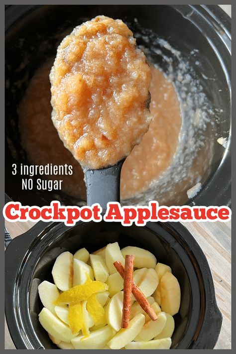 Homemade cinnamon applesauce is so easy to make and tastes so much better than any apple sauce you will find in the super market. Truly fresh apples, and your favorite types of apples, like honey crisp or granny smith or whatever catches your fancy. Cooked perfectly, the texture is better and the flavor is incomparable! Crockpot Applesauce Recipe, Crock Pot Applesauce, Crockpot Applesauce, Applesauce Recipe, Eating On A Dime, Apple Sauce Recipes, Homemade Applesauce, Healthy Dog Treat Recipes, Crock Pot Slow Cooker