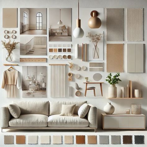 Modern Interior Palette, Color Pallete Moodboard, Vision Board For Interior Design, Furniture Board Interior Design, Digital Material Board Interior Design, Interior Design Moodboard Presentation, Mood Boards Architecture, Interior Design Flatlay, Physical Mood Board