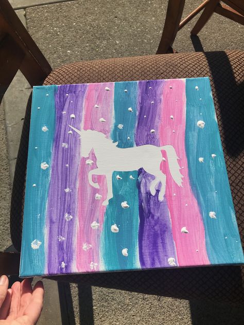 https://flic.kr/p/2d4CBr6 | Lauren’s 10! Unicorn party | Unicorn paint party, birthday. Negative space art Paint Unicorn, Unicorn Paint Party, Unicorn Painting Canvas, Painting Of Unicorn, Unicorn Silhouette Painting, Unicorn Outline, Unicorn Paint, Unicorn Canvas, Kids Canvas Painting