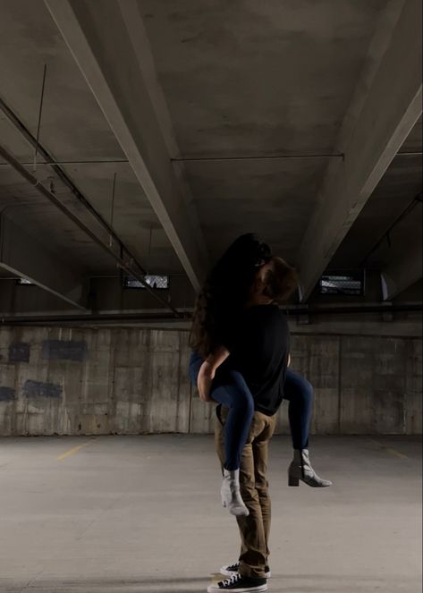 Couple Parking Lot Pictures, Couple Poses Parking Garage, Pinned Against Wall Couple Pose, Parking Garage Photoshoot Couple, Couples City Photography, Boots Pose, Late Night Talking, Couples City, Twilight Dr