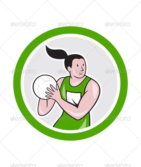 Netball Cartoon, Circle Cartoon, Ball Cartoon, Retro Illustrations, Cartoon Artwork, Vector Graphics Design, Sport Art, Business Banner, Netball