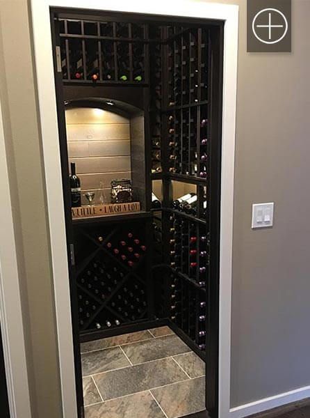 Simple Wine Cellar Ideas, Small Space Wine Cellar, Butlers Pantry With Wine Storage, Wine Pantry Ideas, Winery Closet, Liquor Closet Ideas, Wine Rooms In House, Home Wine Cellars Small, Wine Closet Ideas Small Spaces