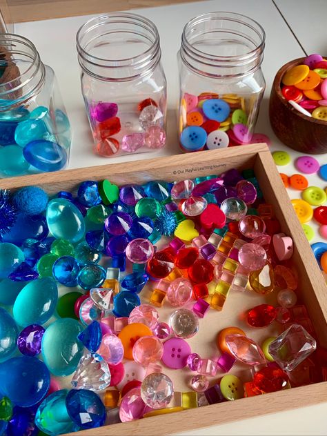 Loose Parts Play Ideas Using Gems and Jewels Loose Parts Play Ideas, Art Provocations, Loose Parts Play, Forest School Activities, Playful Learning, Sensory Crafts, Kids Daycare, Discovery Kids, Invitation To Play