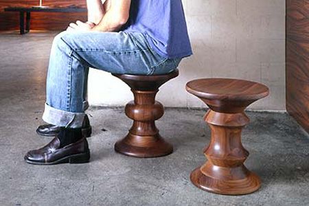 Design Notebook: The Eames Walnut Stools | Eames Walnut Stool, Eames Stool, Walnut Stool, Walnut Stools, Diy Stool, Herman Miller Eames, Design Notebook, Woodworking Chair, Lathe Projects