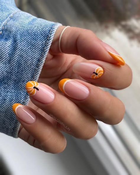 30+ Cute Pumpkin Nails For The Perfect Fall Mani; french tip nails! This includes pumpkin nails fall, pumpkin nails acrylic, pumpkin nails designs, pumpkin nails short, pumpkin nails simple, pumpkin nails 2022, pumpkin nails easy, pumpkin nails art & more! This also includes pumpkin nail designs, pumpkin nail art fall, pumpkin nail ideas, pumpkin nail art fall, fall nails, fall nails 2022, fall nail designs, fall nail art, fall nail ideas & more! #pumpkinnails #pumpkinnailideas #pumpkinnailart November Nails Fall, Pumpkin Nail Designs, Pumpkin Nail, Pumpkin Nail Art, November Aesthetic, Nails Inspo Aesthetic, Fall Nail Inspo, Kutek Disney, Nails For Fall