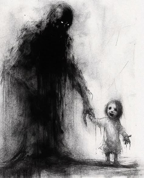 Abstract Creepy Art, Drawing Scary Ideas, Nightmare Art Horror Dark, Creepy Drawing Ideas Dark Art, Halloween Art Ideas, Scary Drawings, Horror Drawing, Nightmares Art, Creepy Drawings