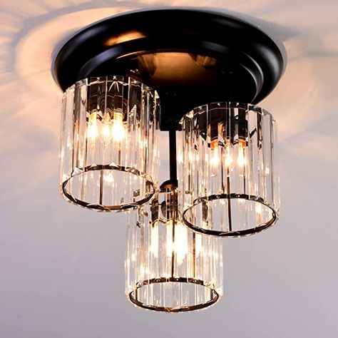 Small Crystal Chandelier, Gold Crystal Chandelier, Black Crystal Chandelier, Modern Flush Mount Ceiling Light, Flush Chandelier, Crystal Light Fixture, Farmhouse Light Fixtures, Crystal Chandelier Lighting, Crystal Ceiling Light