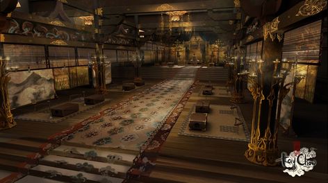 Chinese Temple Interior, Chinese Environment, Chinese Apothecary, Monastery Interior, China Temple, Temple Room, Chinese Family, Fantasy Village, Cosmos Art