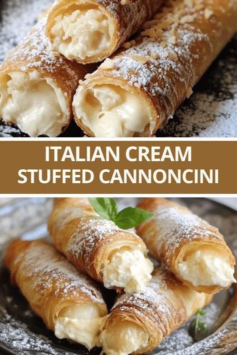 Italian Cream Stuffed Cannoncini Italian Cream Stuffed Cannoli, Italian Cream Puffs With Custard Filling, Cannoncini Recipe, Easy Cannoli Recipe, Italian Cannoli Recipe, Italian Cream Stuffed Cannoncini, Cream Stuffed Cannoncini, Cannoli Recipe Easy, Italian Cream Puff