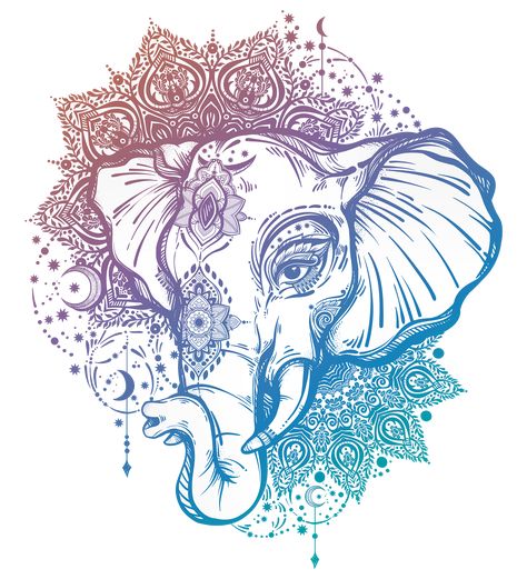 Mandala Indiana, Mandala Elephant Tattoo, Art Chakra, Polynesian Tattoos, Elephant Tattoo Design, Mandala Elephant, Small Tats, Elephant Stickers, Geometric Tattoos