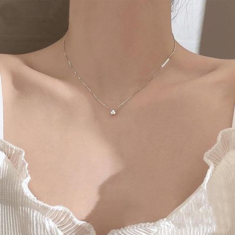 Sterling Silver Gemstone Necklace, Pretty Jewelry Necklaces, Cheap Necklaces, Zircon Necklace, Moissanite Necklace, Party Necklace, Jewelry Choker, Girly Jewelry, Bridal Necklace