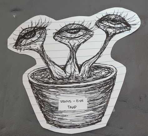 Creepy plants drawing, eye plants drawing, Plant With Eyes Drawing, Eye Plant Drawing, Plants With Eyes Drawing, Creepy Plants Drawing, Eyes Drawing Creepy, Creepy Eyes Drawing, Creepy Plants, Cool Eye Drawings, Eyeball Drawing