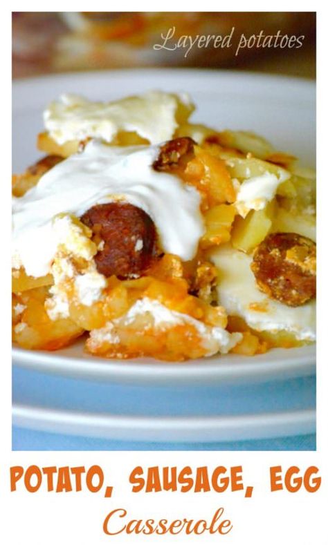 Layered Potatoes, Homemade Takeout, Hungarian Sausage, Hungarian Dishes, Egg And Sausage, Potatoes Casserole, Layered Potato, Hungarian Food, Hungarian Cuisine