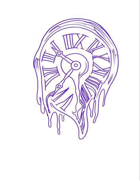 Back Tattoo Men Stencil, Out Of Time Tattoo, Clock Design Drawing, Tattoo Outline Drawing Stencil Ideas For Men, Beginner Tattoo Stencils Outline, Tatto Clock, Clock Tattoo Stencil, Melting Clock Tattoo, Stencil Tattoo Ideas Men