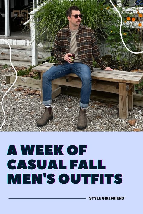 Men’s Casual Fall Outfits 2024, Men’s Fall Clothes Casual, Fall Outfits Guys, Mens Workwear Style, Fall Clothing Styles, Maine Outfits, Clothing Styles For Men, Layering Clothing, Men Fall Outfits