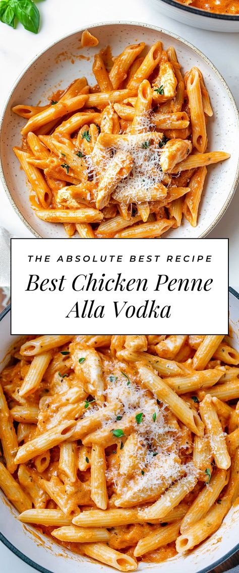 Image for Best Chicken Penne Alla Vodka Best Chicken Pasta Dishes, Weekend Pasta Dinners, Pasta Vodka Recipes, Chicken Vodka Sauce Pasta, Chicken A La Vodka Recipes, Penne Ala Vodka With Chicken, Vodka Chicken Recipes, High Protein Vodka Pasta, Baked Penne Alla Vodka