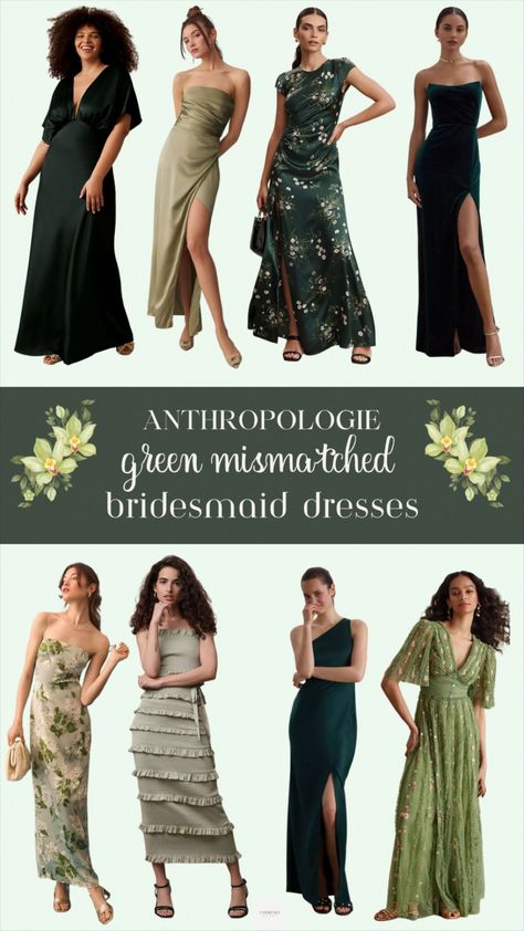 Reformation Birch Silk Dress curated on LTK Anthropologie Bridesmaid Dress, Mismatched Green Bridesmaid Dresses, Bridal Party Color Schemes, Forest Green Bridesmaid Dresses, Mix Match Bridesmaids, Fall Bridesmaid Dresses, Bridesmaid Inspiration, Mismatched Bridesmaids, Mismatched Bridesmaid Dresses