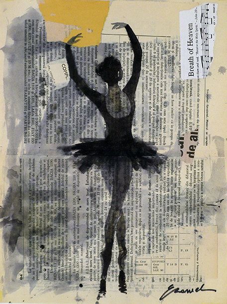 Newspaper Ballerina Drawing, Art Ballet, الفن الرقمي, Newspaper Art, Original Ink Drawing, Ballet Art, Ink Drawings, Arte Sketchbook, Dance Art