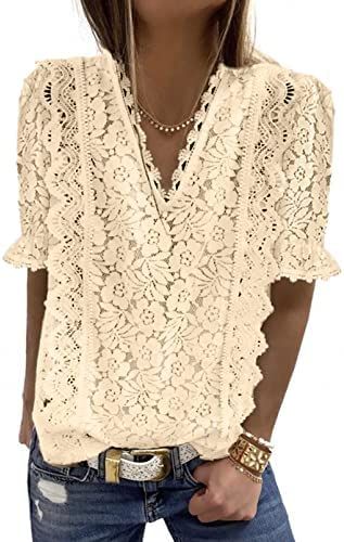 Lace Boho Top on Amazon. Perfect for Spring. Available in a variety of colors. https://amzn.to/3LyTI8X Lace Top With Jeans, Estilo Hipster, Women Lace Blouse, Embroidered Lace Top, Casual Blouse Shirts, Summer Elegance, Crochet Boho Top, Wedding Autumn, Top With Jeans