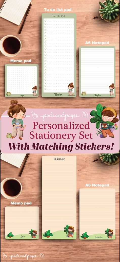 Elevate your writing with these adorable Kawaii illustrated stationery set. Originally illustrated characters. Make them your by adding your name/s or quote. Premium quality print on 120 GSM / 32 LB smooth paper. Most stationeries comes with matching vinyl laminated, waterproof stickers. Check out our shop for more available characters, minimalist, colorful, ALL PERSONALIZABLE stationeries. Frog Art Aesthetic, Illustrated Characters, To Do List Pad, Minimalist Colorful, Baby Frog, Daily To Do List, Personalized Stationery Set, Cute Shopping, Custom Notepad