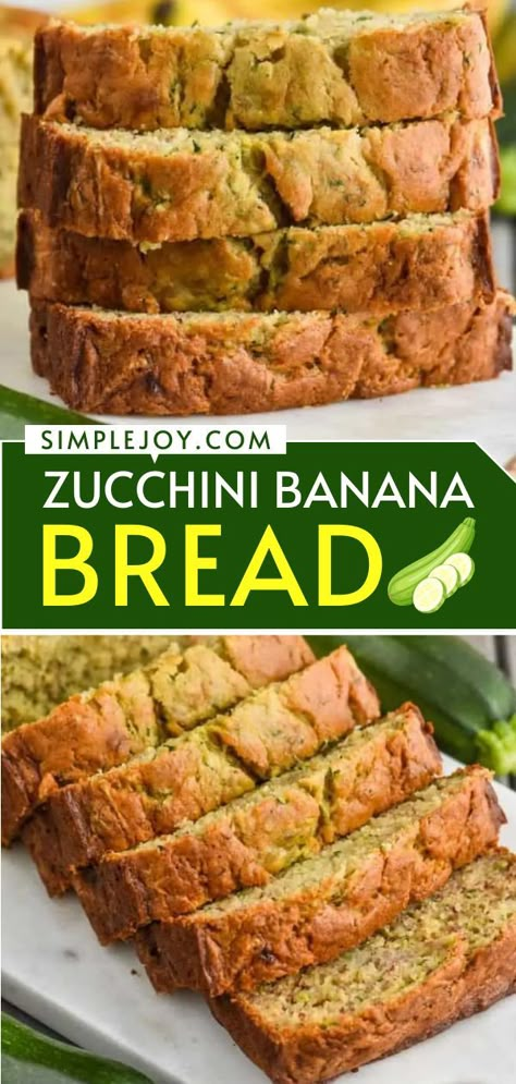 Zucchini Banana Bread, Zucchini recipe Zucchini Baking, Zucchini Banana Bread Recipes, Banana Zucchini Bread, Easy Zucchini Bread Recipes, Moist Zucchini Bread, Banana Zucchini, Black Color Hairstyles, Zucchini Recipes Dessert, Easy Zucchini Bread