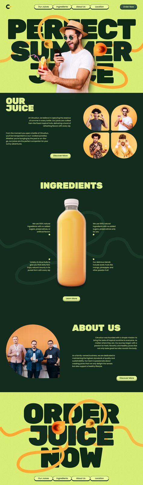 CistrusSun - Healthy Juice Shop Landing Page Website by Adhiari Subekti for One Week Wonders on Dribbble Juice Website, Juice Shop, Planning App, Landing Page Website, Squarespace Website Design, Photoshop Tutorial Design, Food Poster Design, Web Design Tips, Company Website