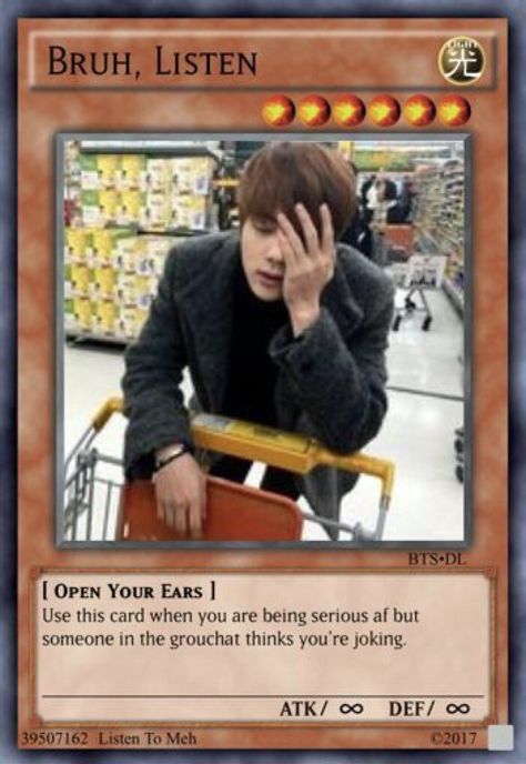 Pokemon Card Memes, Yugioh Trap Cards, Trap Card, Mood Card, Response Memes, Funny Yugioh Cards, Bts Meme Faces, Jung So Min, Bts Memes Hilarious