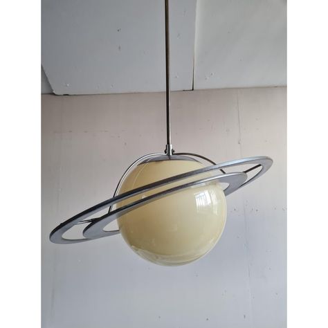 Vintage Satouno Hanging Light, 1958, in Good conditions.  Designed 1950 to 1959 Up to 250V (Europe/UK Standard).The wiring of this item may be original and might need replacement, if not specified otherwise. Post Modern Light Fixtures, Retro Industrial Bedroom, Loft Apartment Lighting, Space Age Lighting, Retrofuturism Decor, Light In Architecture, Hanging Light Bedroom, Vintage Hanging Lights, Sci Fi Furniture