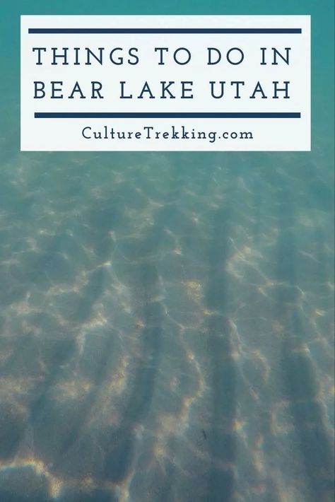 The beautiful waters of Bear Lake in Utah are alluring and hold so much promise of mountain adventure. Don't forget though, this is right next to the Cache and Wasatch National Forest, so there are loads of activities to do here besides being in the water all day. Here are my favorite things to do in Bear Lake Utah, my favorite mountain resort town. #BearLake #BearLakeUtah #ThingstodoinBearLake #CultureTrekking #UtahHiking Bear Lake Utah, Utah Lakes, Utah Hikes, Dive Shop, Mountain Adventure, Bear Lake, Adventure Park, Mountain Resort, Local Guide