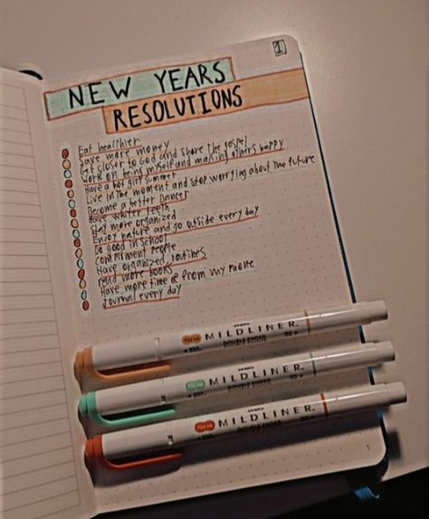 Journal Ideas New Year, New Years Resolution Aesthetic, New Years Resolution List, Resolution List, Goal Journal, Journal News, New Years Resolutions, New Year Goals, Year Resolutions