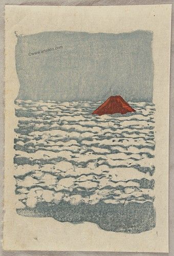 Woodblock print by Koshiro Onchi 1891-1955 Title: Mt. Fuji over Clouds. Koshiro Onchi, Woodblock Printing, Tokyo Art, Book Of Poems, Lyric Prints, Japanese Woodblock, Mt Fuji, Japanese Woodblock Printing, Art Japonais