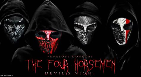 The Four Horsemen - Devil’s Night - Penelope Douglas Night Horse, Four Horseman, Devil's Night Penelope Douglas, The Four Horsemen, Devil Aesthetic, Book Hangover, Devils Night, Penelope Douglas, Elemental Powers