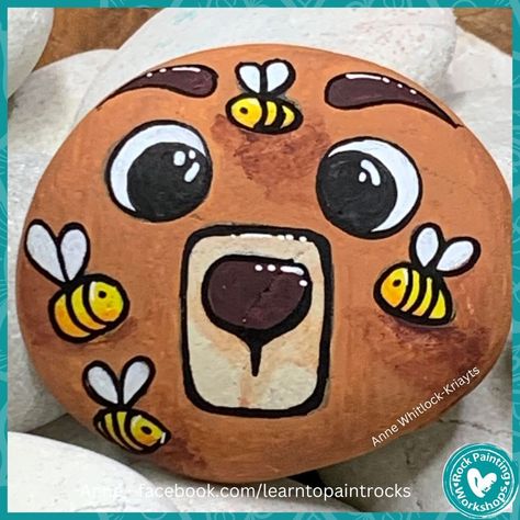 Rock Ideas, Painting Workshop, Beautiful Rocks, Rock Painting Designs, Painting Designs, Rock Crafts, No Name, Honey Bee, Rock Painting