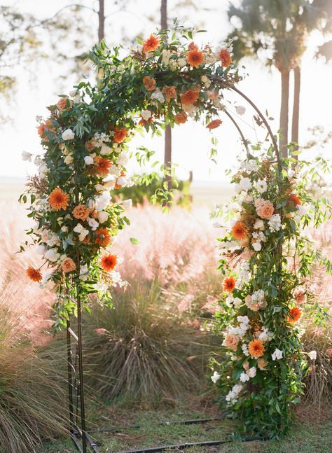 Arch Flower Backdrop, Bright Wedding Flower Arch, Dahlia Wedding Arbor, Minimal Floral Arch, Partial Floral Arch, Half Floral Arch, Arch Florals Wedding, Wedding Archway Flowers, Broken Arch Wedding